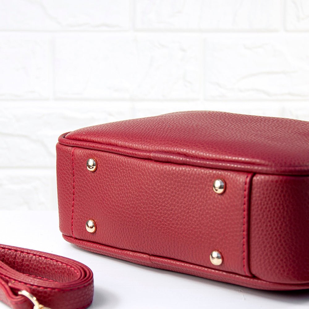 Personalised Vegan Leather Crossbody Bag in Red - Engraved Memories