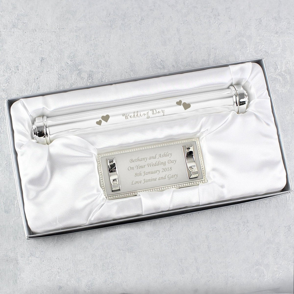 Personalised Wedding Day Silver Plated Certificate Holder - Engraved Memories