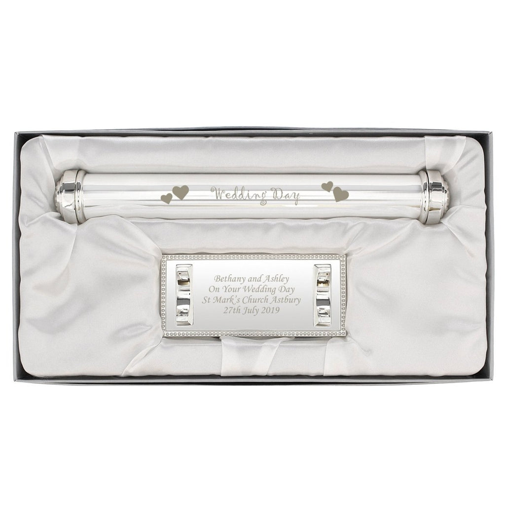 Personalised Wedding Day Silver Plated Certificate Holder - Engraved Memories