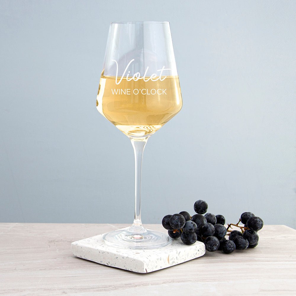 Personalised Wine O'Clock Wine Glass - Engraved Memories