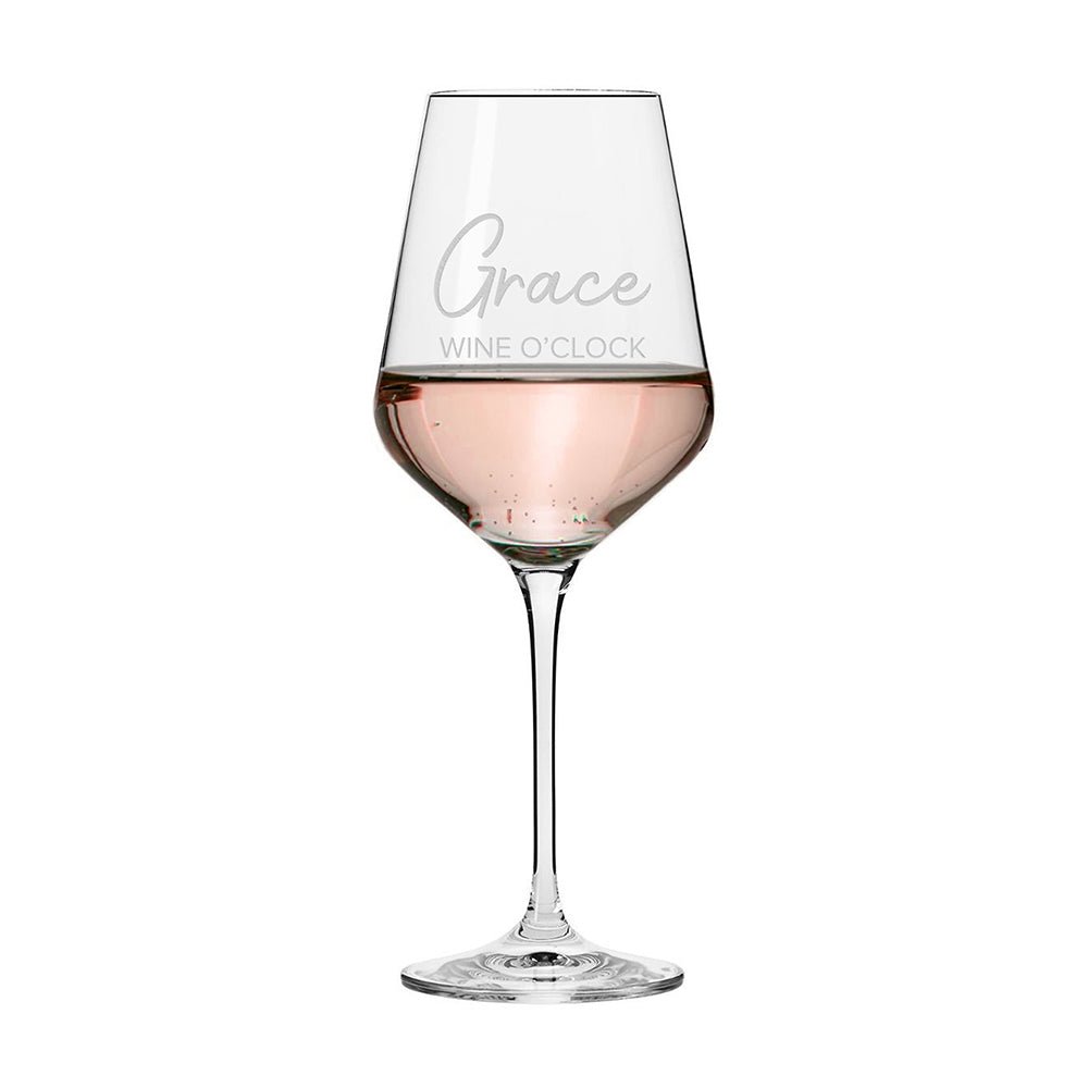 Personalised Wine O'Clock Wine Glass - Engraved Memories