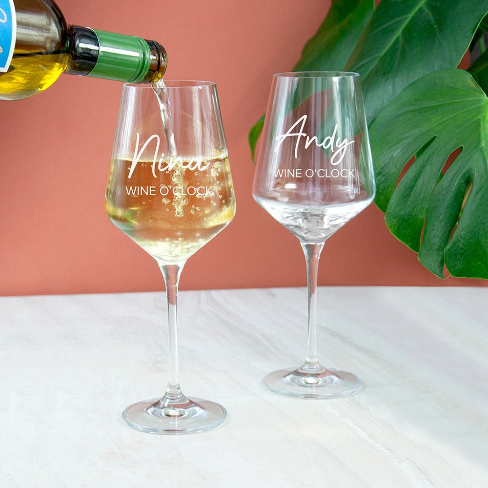 Personalised Wine O'Clock Wine Glass - Engraved Memories