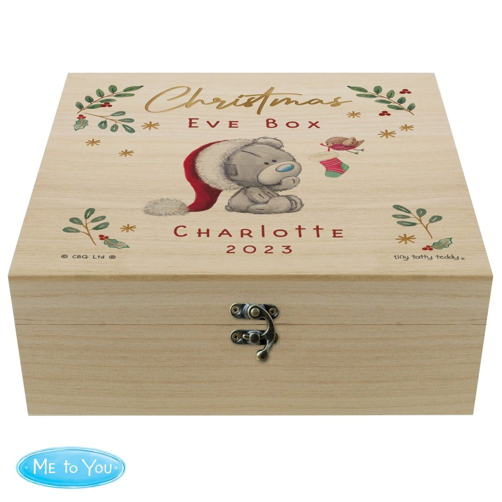 Personalised Winter Explorer Christmas Eve Tiny Tatty Teddy Large Wooden Keepsake Box - Engraved Memories