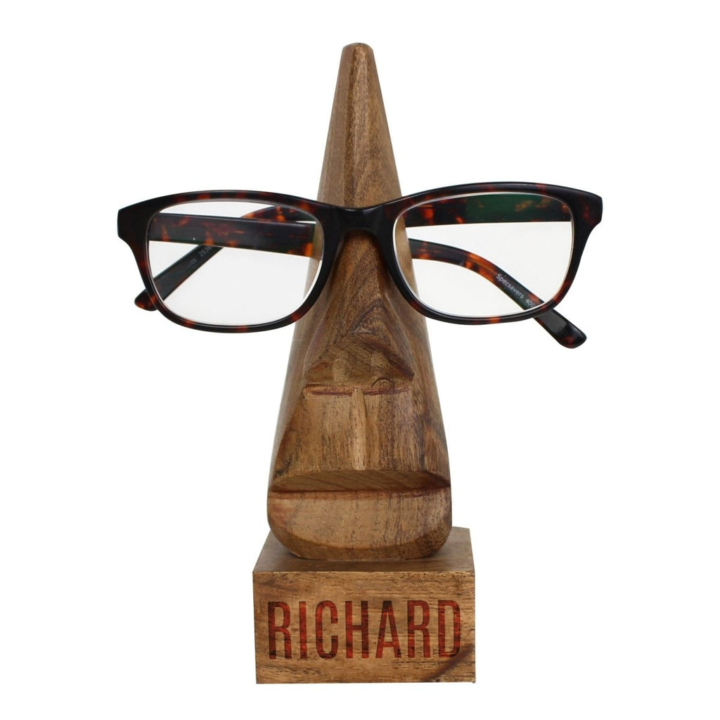 Personalised Wooden Nose-Shaped Glasses Holder - Engraved Memories