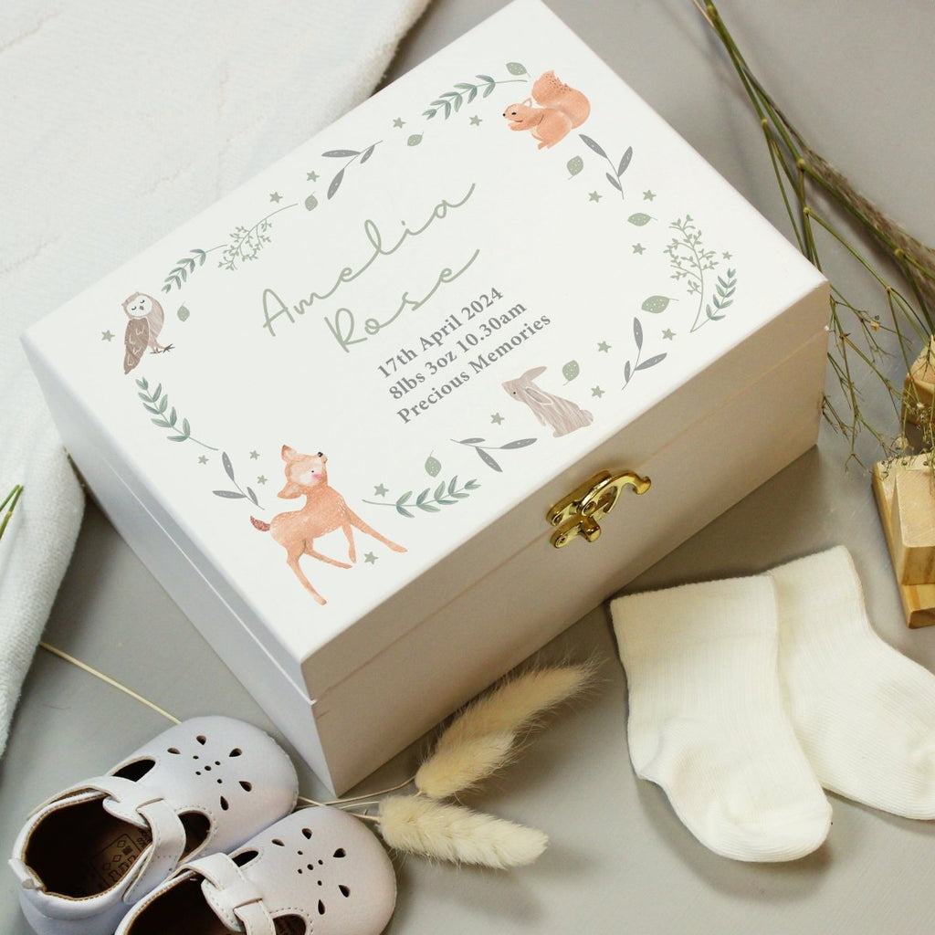 Personalised Woodland Animal Wooden Keepsake Box - Engraved Memories