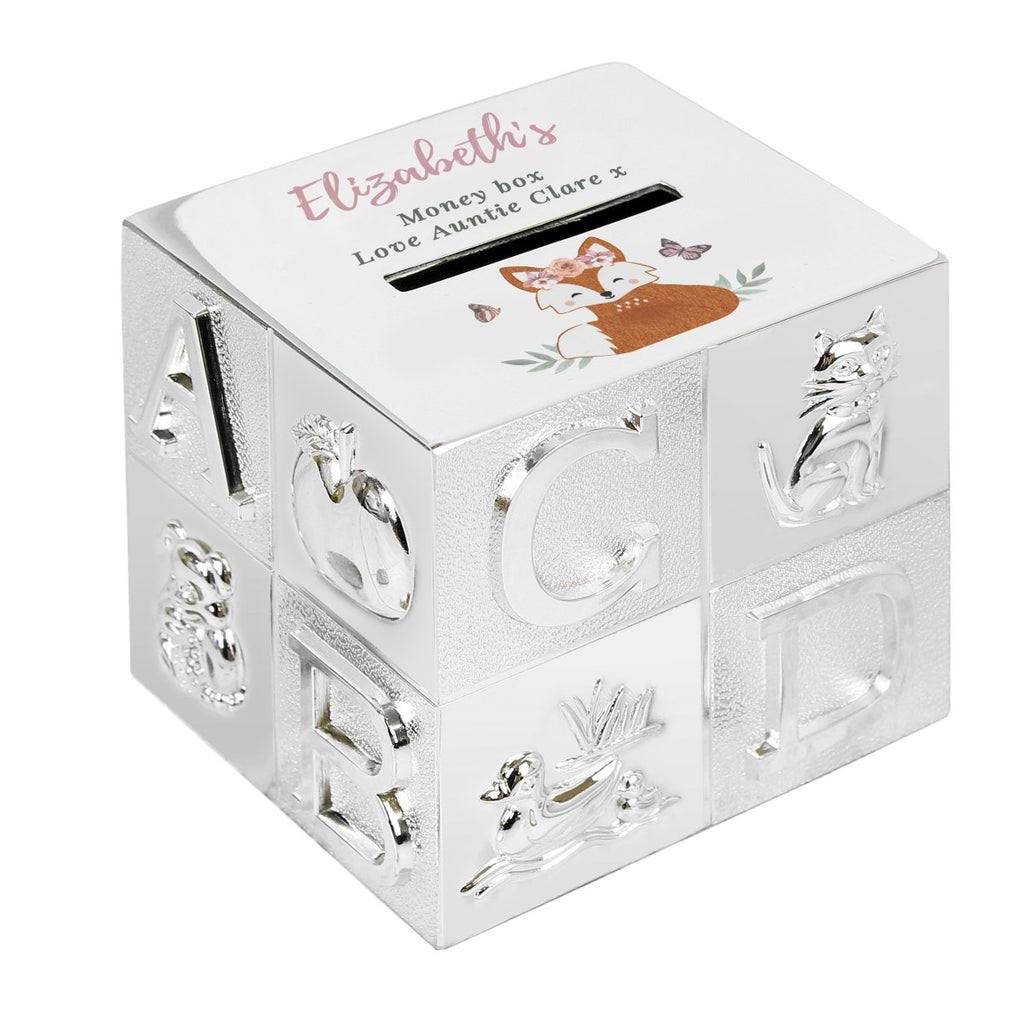 Personalised Woodland Fox ABC Money Box - Engraved Memories