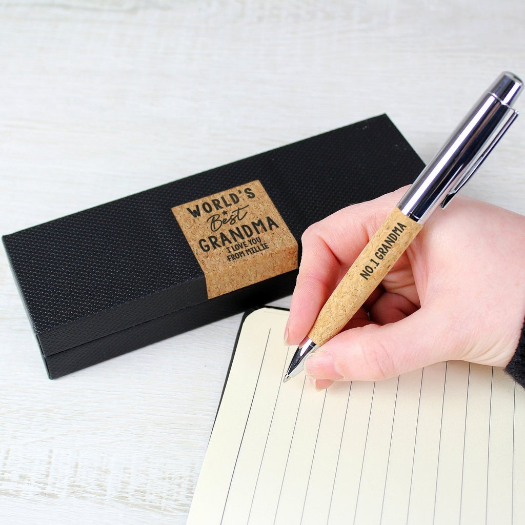 Personalised Worlds Best Cork Pen Set, Father's day Gift for Men - Engraved Memories