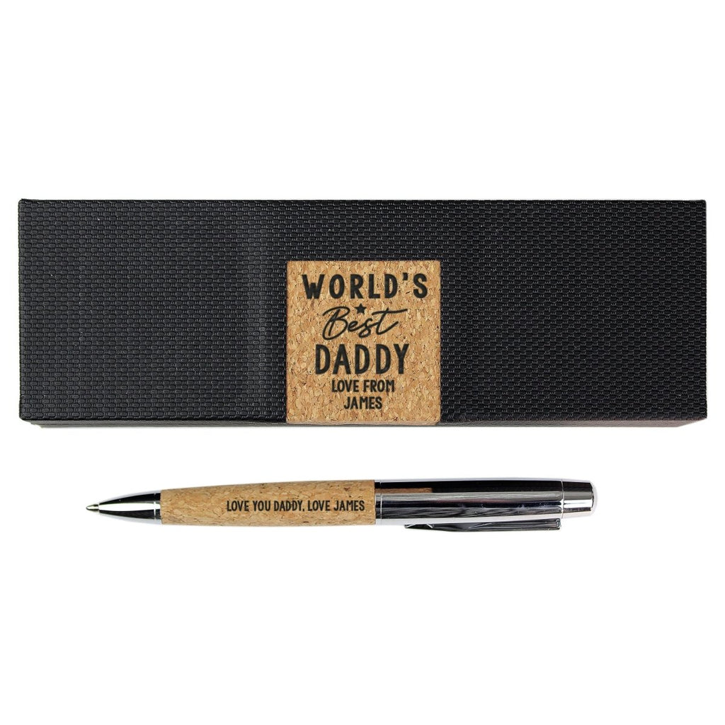 Personalised Worlds Best Cork Pen Set, Father's day Gift for Men - Engraved Memories