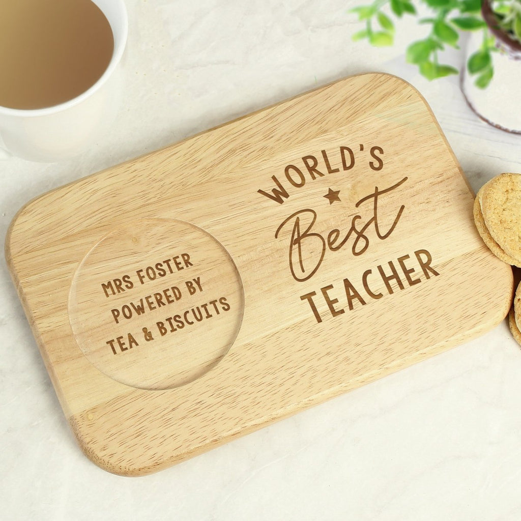 Personalised World's Best Wooden Coaster Tray, Father's day Gift for Men - Engraved Memories