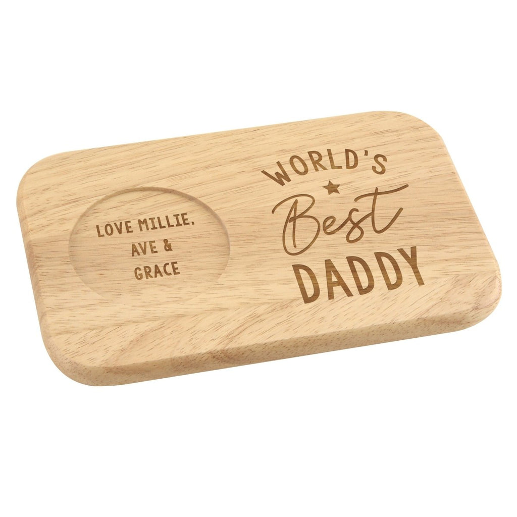 Personalised World's Best Wooden Coaster Tray, Father's day Gift for Men - Engraved Memories