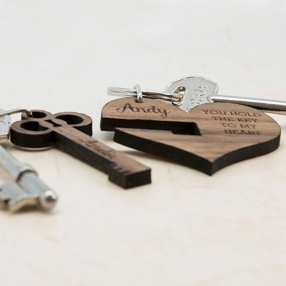 Personalised You Hold The Key To My Heart Keyring Set Of Two - Engraved Memories
