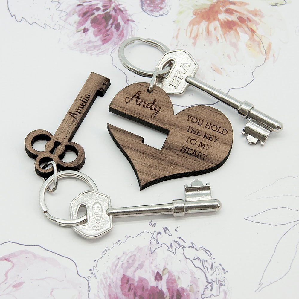 Personalised You Hold The Key To My Heart Keyring Set Of Two - Engraved Memories