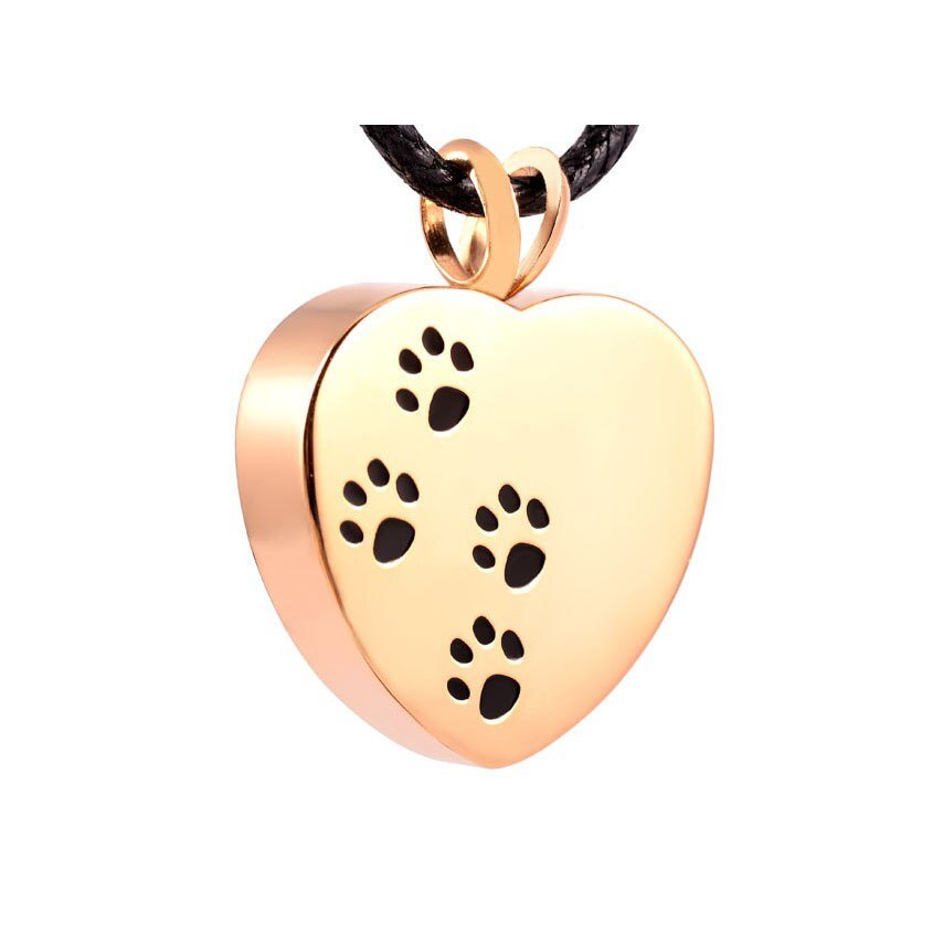 Pet Cremation Jewellery, Paws On Heart Gold plated Stainless Steel mother's Day Gift - Engraved Memories