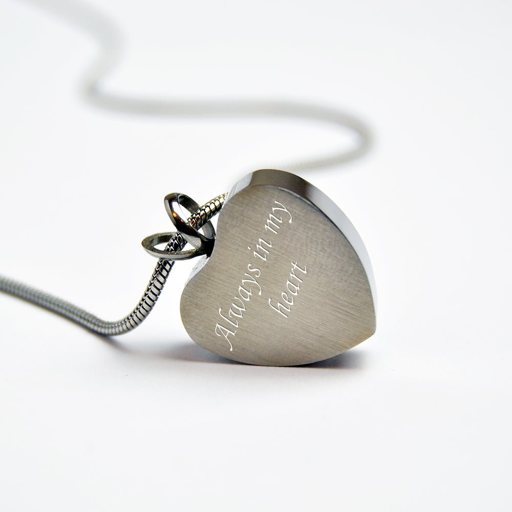 Pet Cremation Jewellery, Paws On Heart Stainless Steel - Engraved Memories