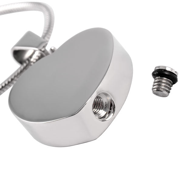 Memorial heart cremation necklace, 316L stainless steel, photo engraved, holds ashes, 3.1cm pendant.