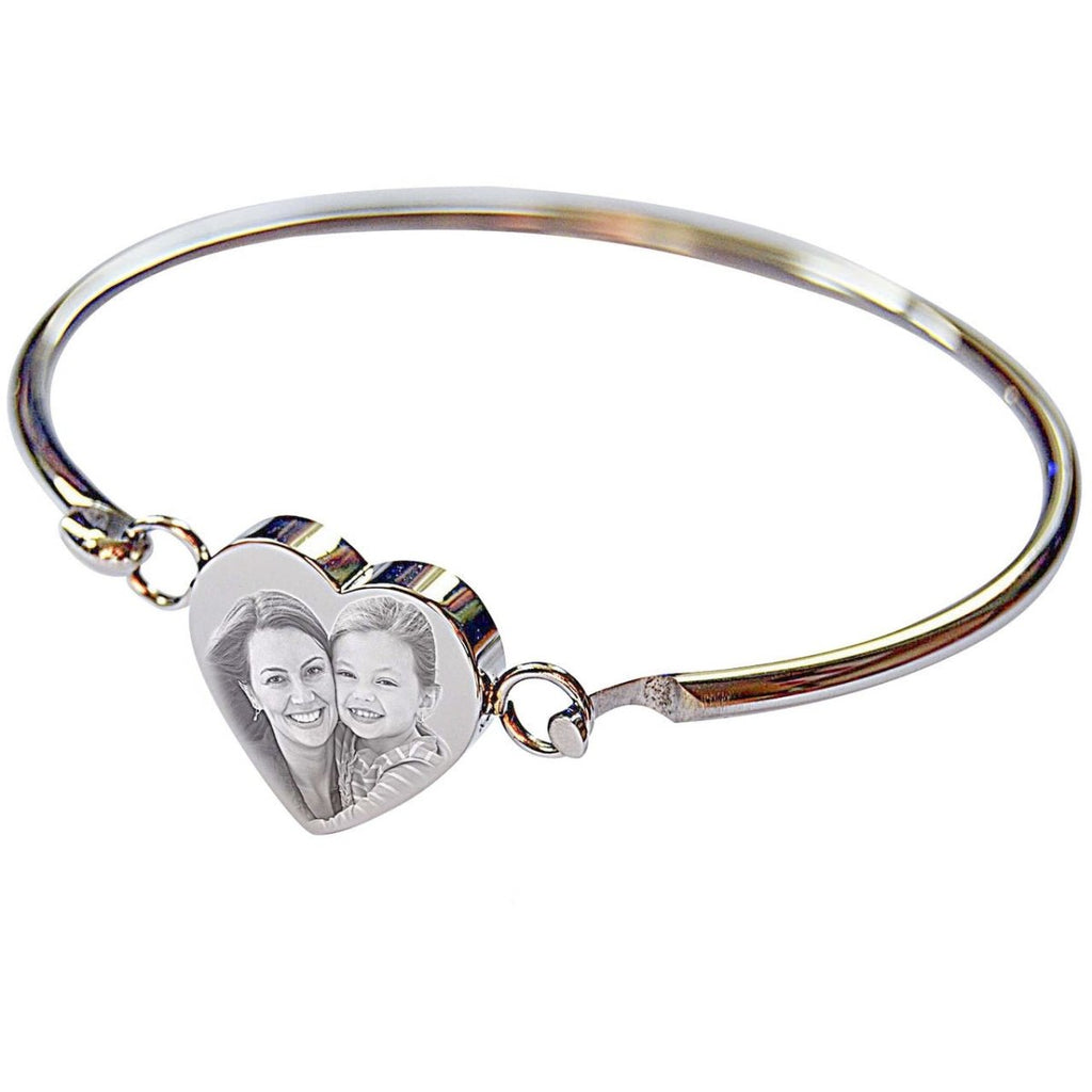 Personalised Stainless Steel Heart Bangle Mother's day gift - Engraved Memories