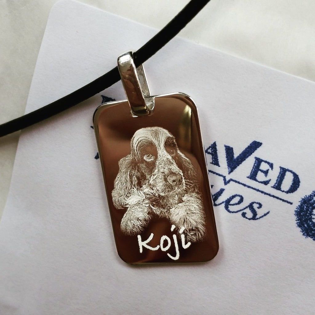Mens Gold Dog Tag Necklace Unique Silver Pendant, Dog Tag Necklace