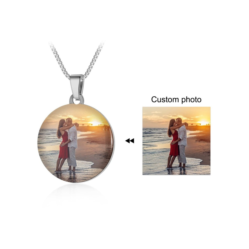 Personalized photo pendant necklace for men, stainless steel/gold/rose gold plated, 50+5cm, 9.2g.