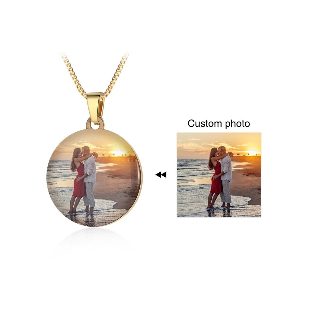 Photo Necklace, Personalised Picture Men's Pendant, Stainless Steel Sturdy Necklace for Him - Engraved Memories