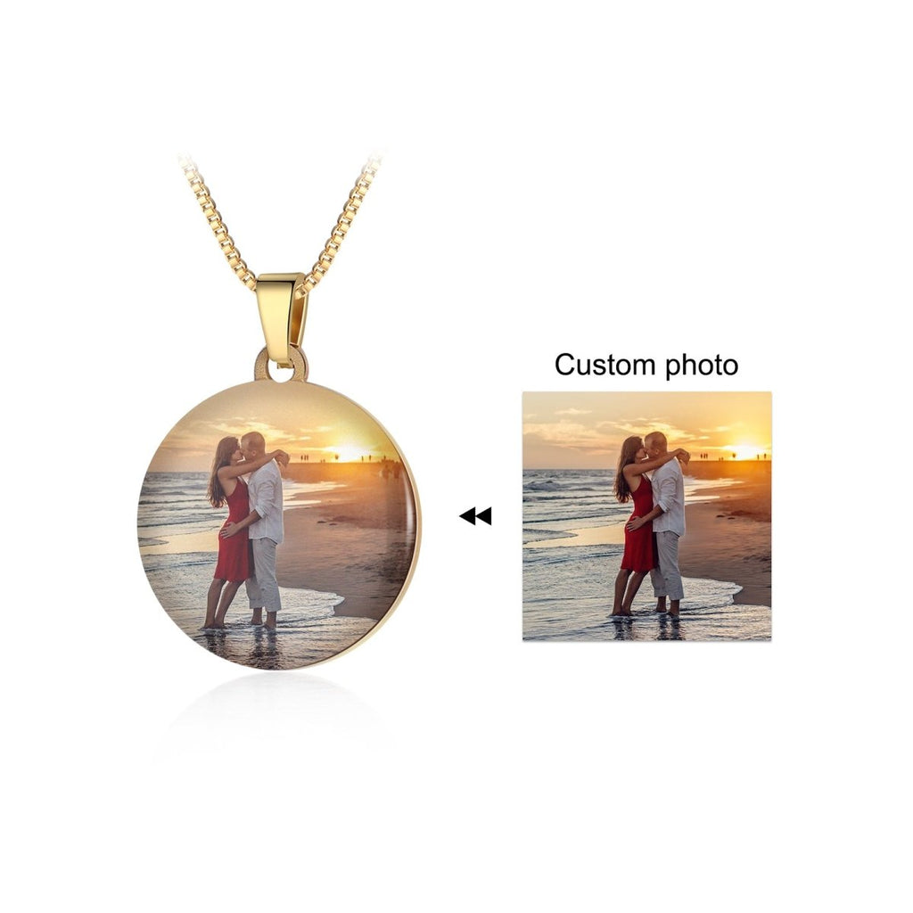Personalized photo pendant necklace for men, stainless steel/gold/rose gold plated, 50+5cm, 9.2g.