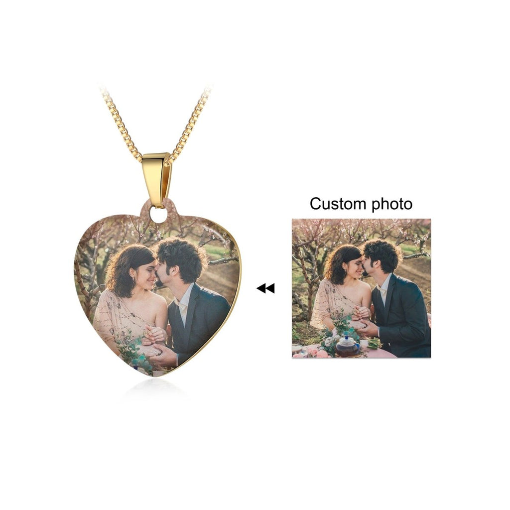 Personalized photo pendant necklace for men, stainless steel/gold/rose gold plated, 50+5cm, 9.2g.