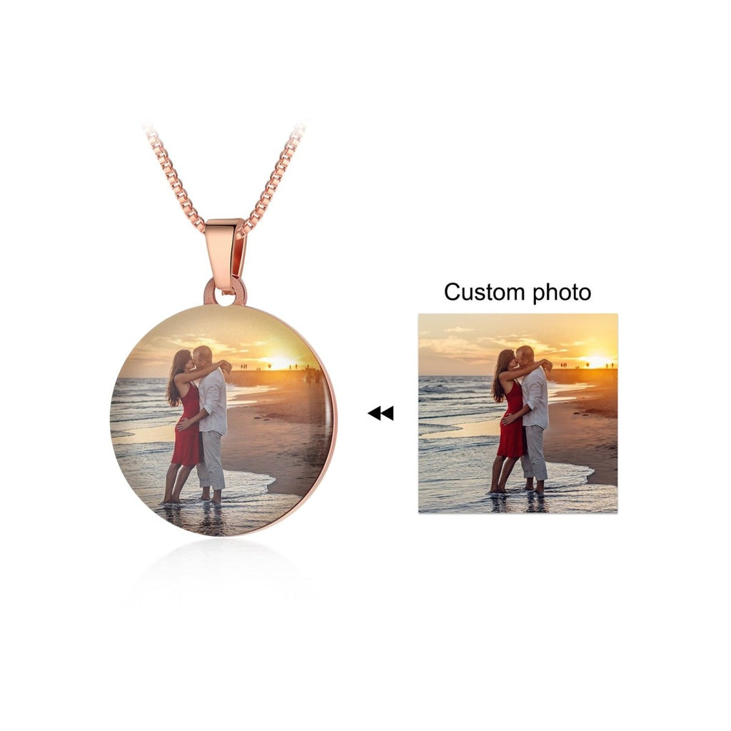 Personalized photo pendant necklace for men, stainless steel/gold/rose gold plated, 50+5cm, 9.2g.