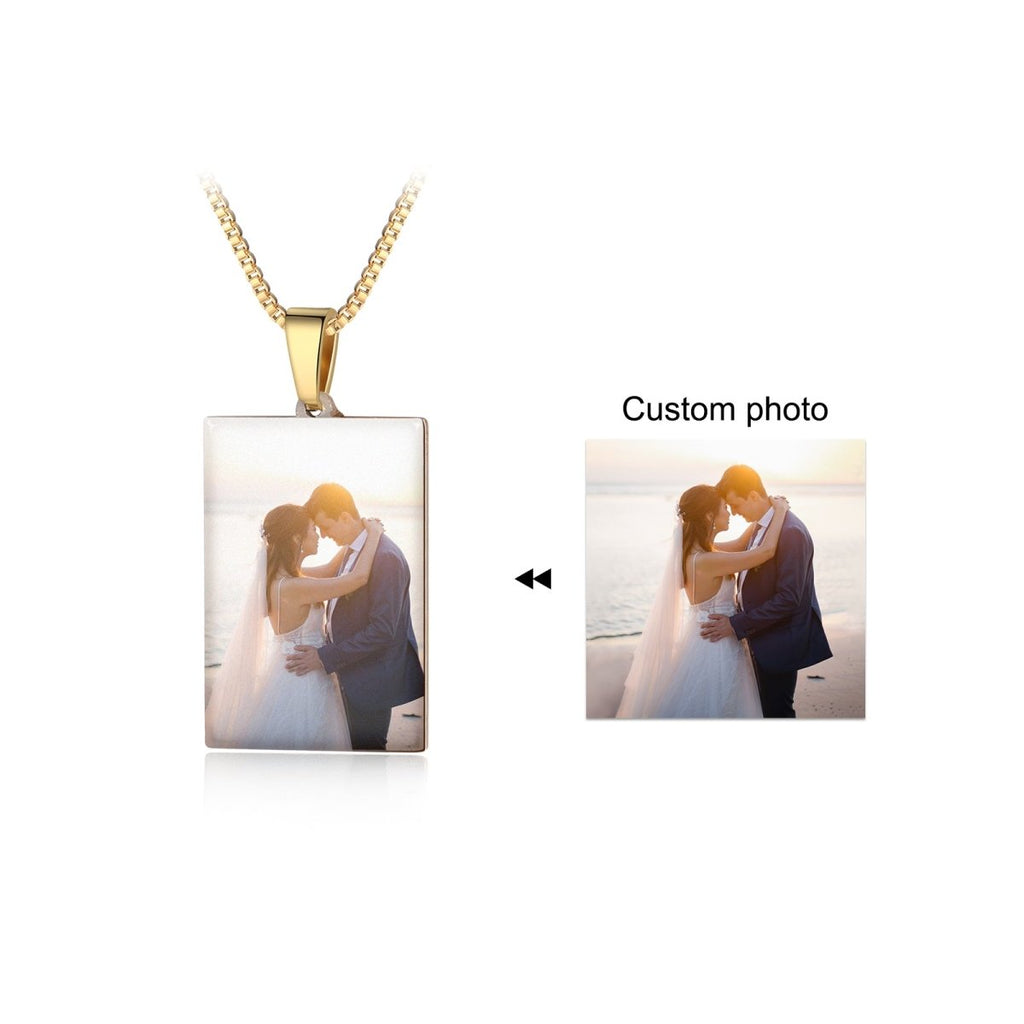 Personalized photo pendant necklace for men, stainless steel/gold/rose gold plated, 50+5cm, 9.2g.