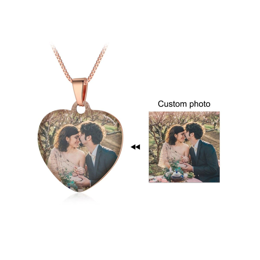 Photo Necklace, Personalised Picture Men's Pendant, Stainless Steel Sturdy Necklace for Him - Engraved Memories