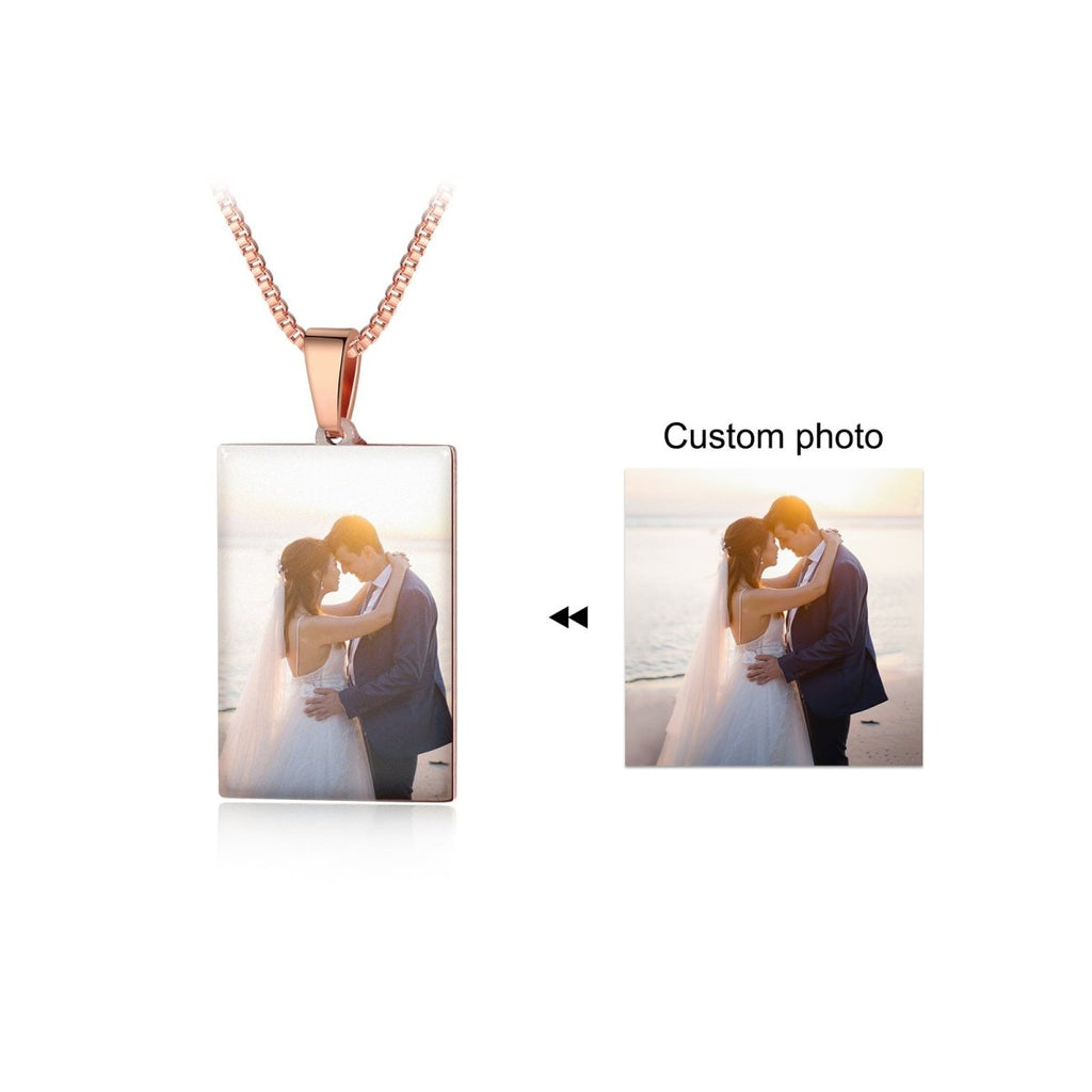 Photo Necklace, Personalised Picture Men's Pendant, Stainless Steel Sturdy Necklace for Him - Engraved Memories