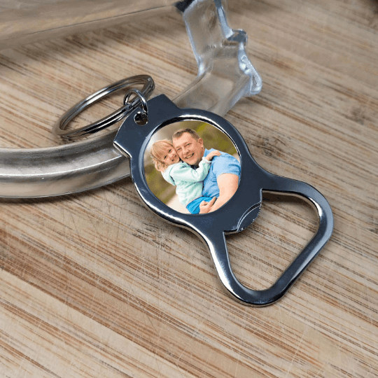 Photo Personalised Bottle Opener Keyring, Keychain - Engraving On Reverse, Father's Day Gift - Engraved Memories