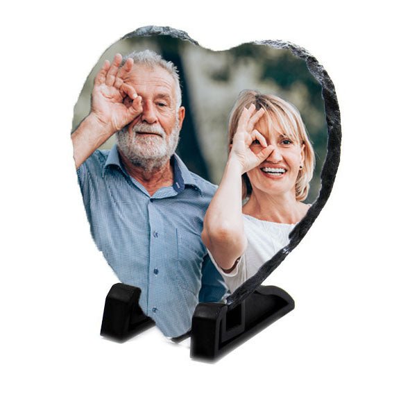 Heart-shaped photo slate (15cm) for Mother's Day, showcasing cherished memories on natural stone with a stylish finish.
