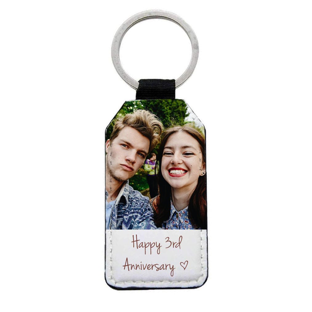 Rectangle Photo Keyring, key chain, faux letter with glitter reverse - Engraved Memories