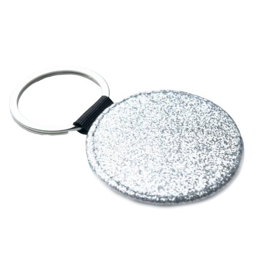Round Photo Keyring, key chain, faux letter with glitter reverse - Engraved Memories