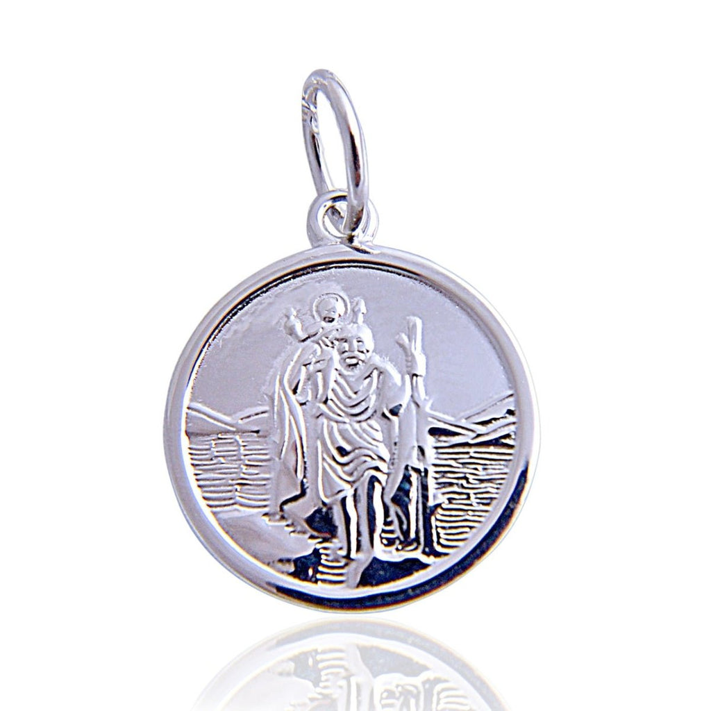 Sterling Silver Saint Christopher Round Pendant with 20 inch chain - Engraved Memories