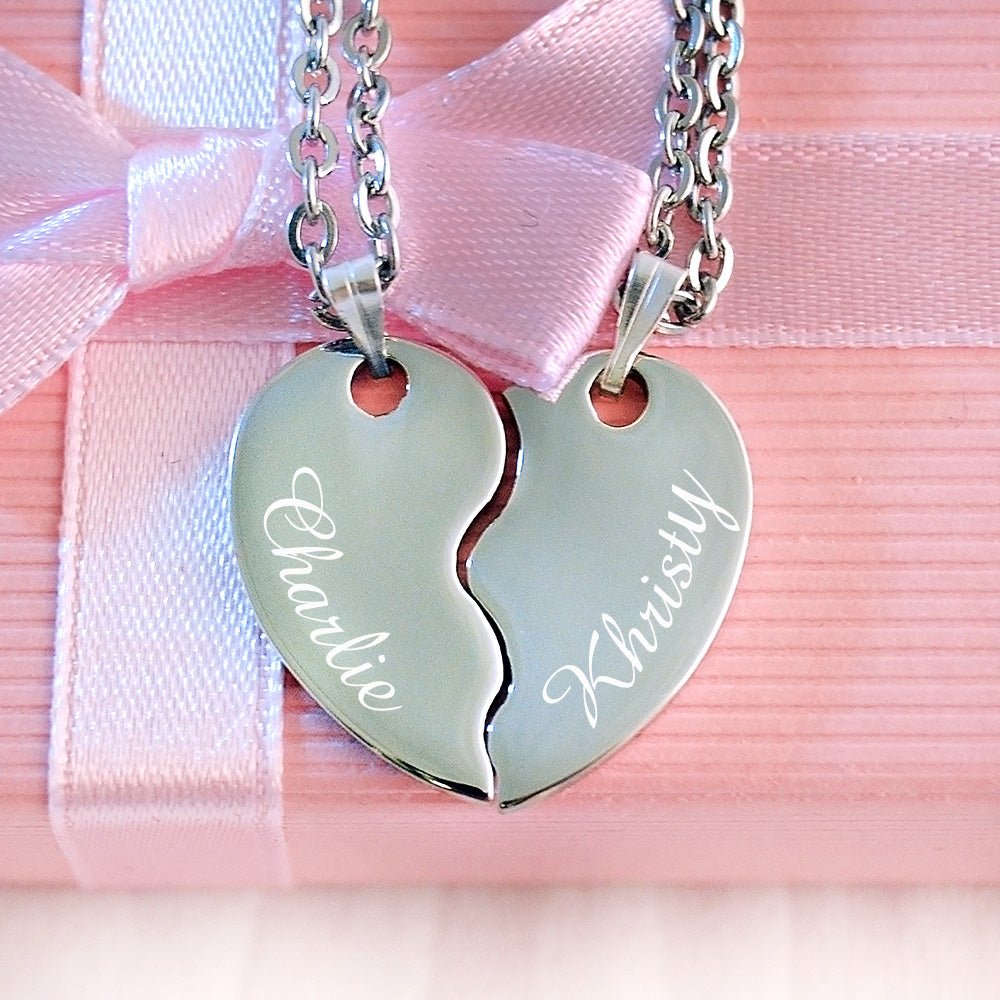 Split heart personalised pendant necklace | Mother's day | Wedding Gift Mother's day gift - Engraved Memories