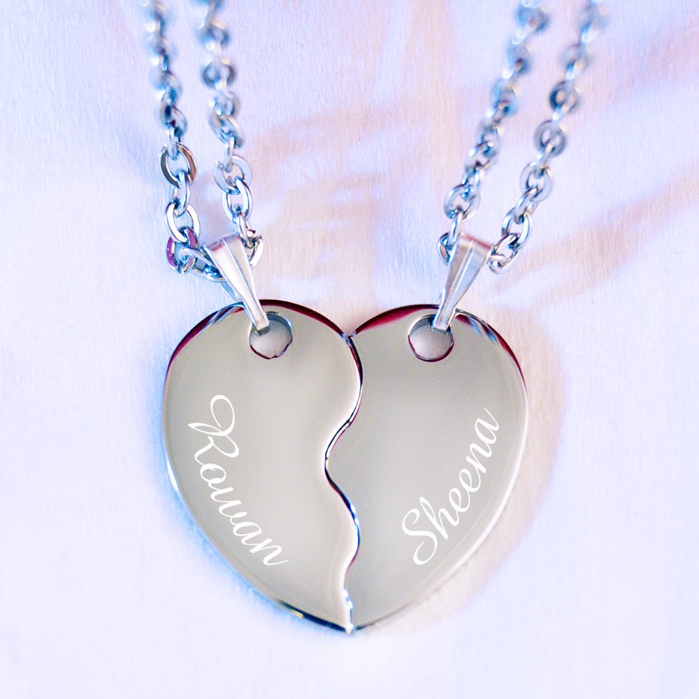 Split heart personalised pendant necklace | Mother's day | Wedding Gift Mother's day gift - Engraved Memories