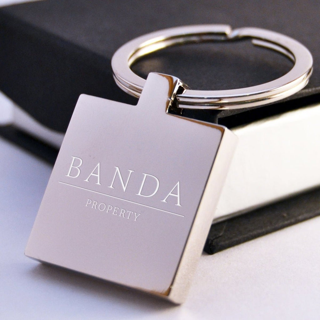 Square Photo and Text Engraved Keyring - Engraved Memories