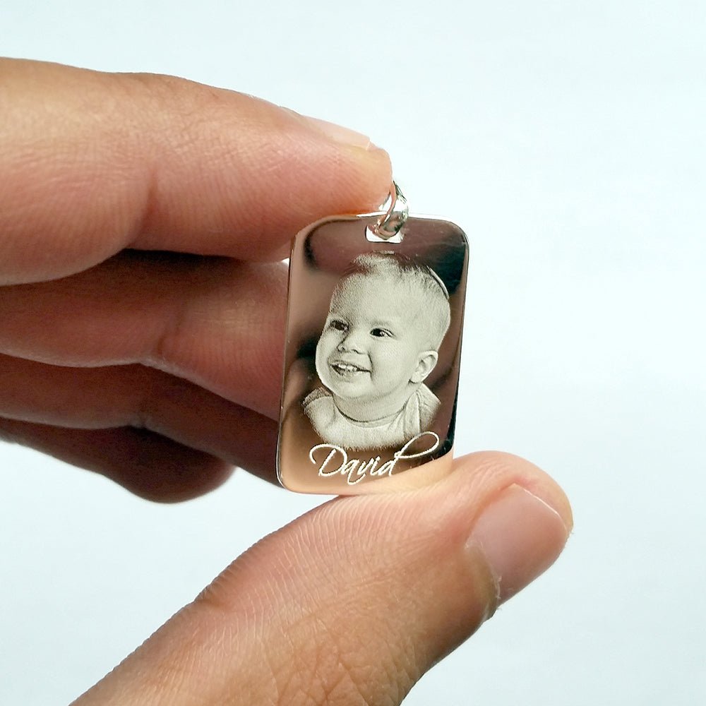 Personalized Silver Dog Tag Ememories Sterling Silver Necklace