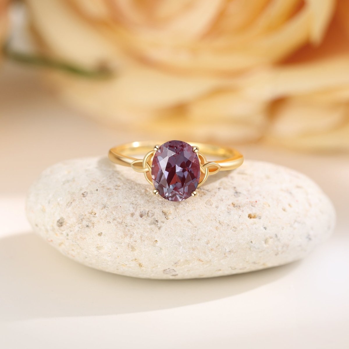 Alexandrite Silver Ring Sterling 925 Silver Oval Band – Engraved