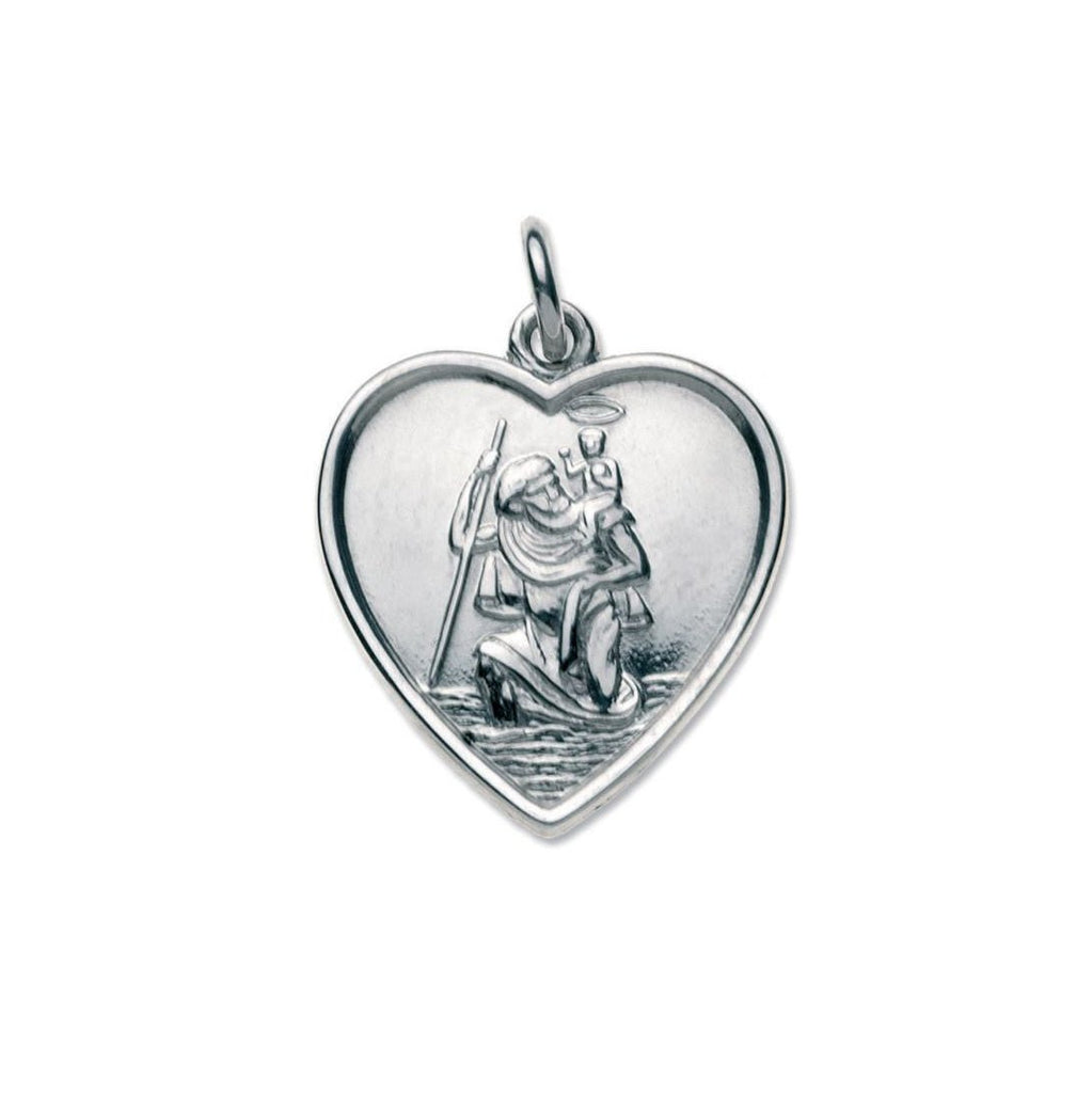  Elegant Sterling Silver St. Christopher heart pendant with 20 inch necklace, perfect for engraving .