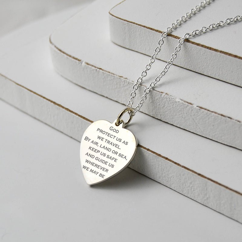  Elegant Sterling Silver St. Christopher heart pendant with 20 inch necklace, perfect for engraving .