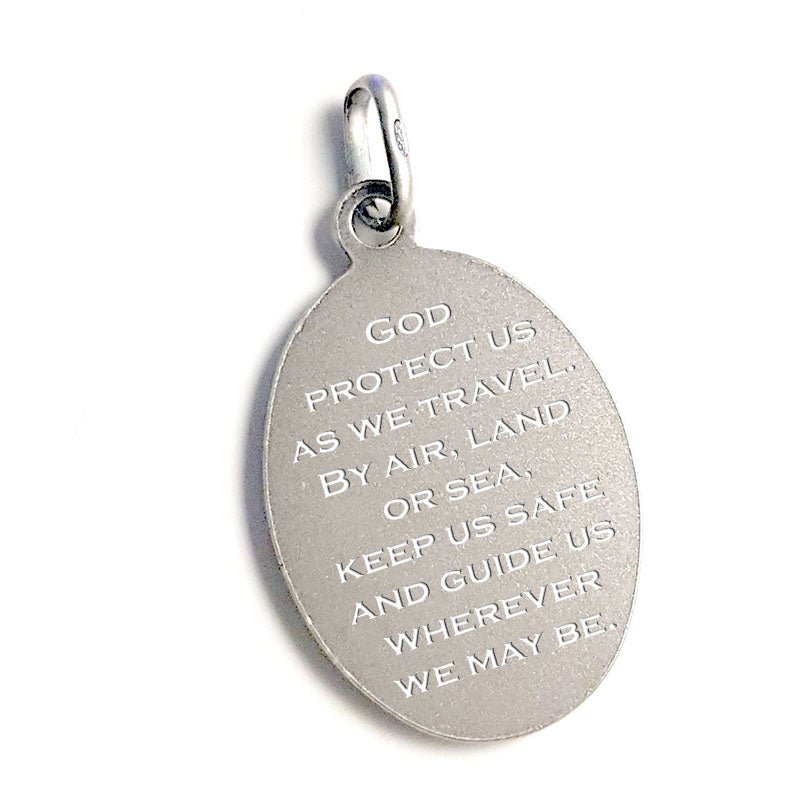 Sterling Silver Saint Christopher pendant with 20 inch chain,  Engravable back for a personal touch.