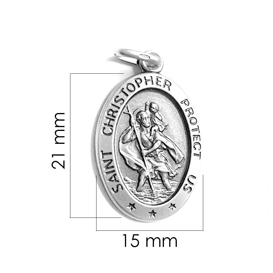 Sterling Silver Saint Christopher Oval Pendant with 20 inch chain - Engraved Memories