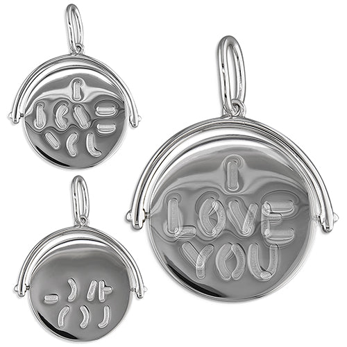 Sterling silver secret I-Love-You spinner pendant Mother's day gift - Engraved Memories