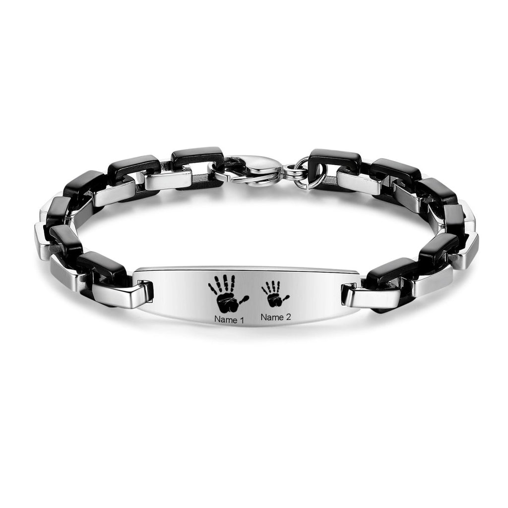 Men's Stainless Steel ID Name Bracelet - Personalized Engraved Gift Bracelet For Him