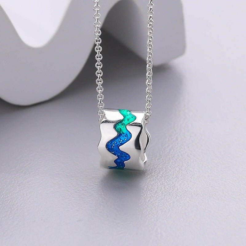 Unique blue & turquoise sterling silver necklace, resin couple pendant, timeless and exclusive design.
