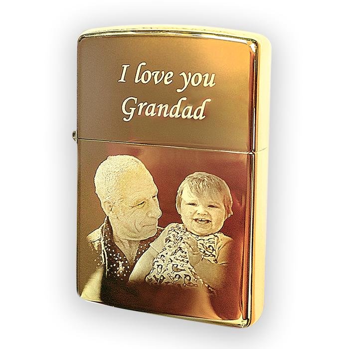 Zippo Lighter Photo & Text Engraved Solid Brass - Engraved Memories